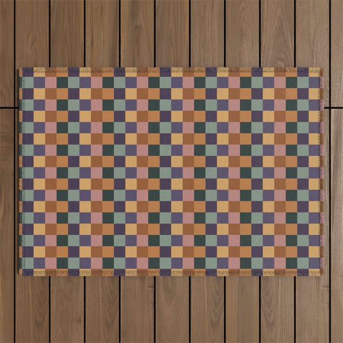 Checkered Multicolor Pattern XII Retro Outdoor Rug Gallery Image 1