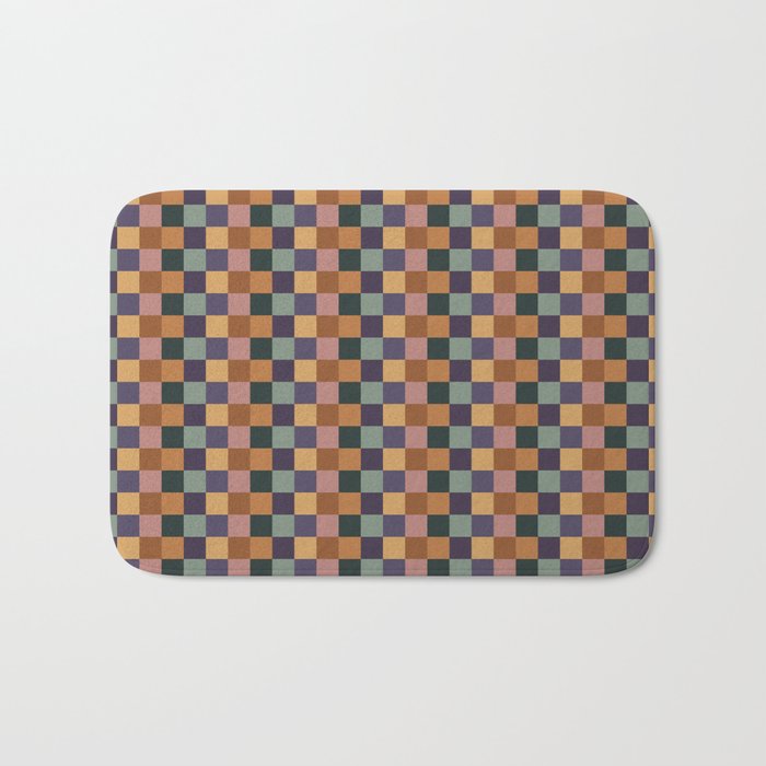 Checkered Multicolor Pattern XII Retro Bath Mat Gallery Image 1