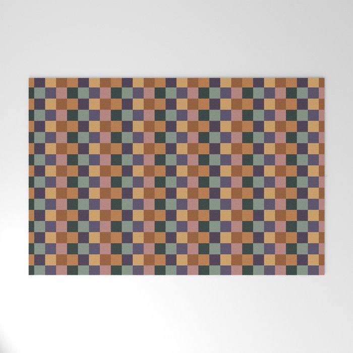 Checkered Multicolor Pattern XII Retro Welcome Mat Gallery Image 1
