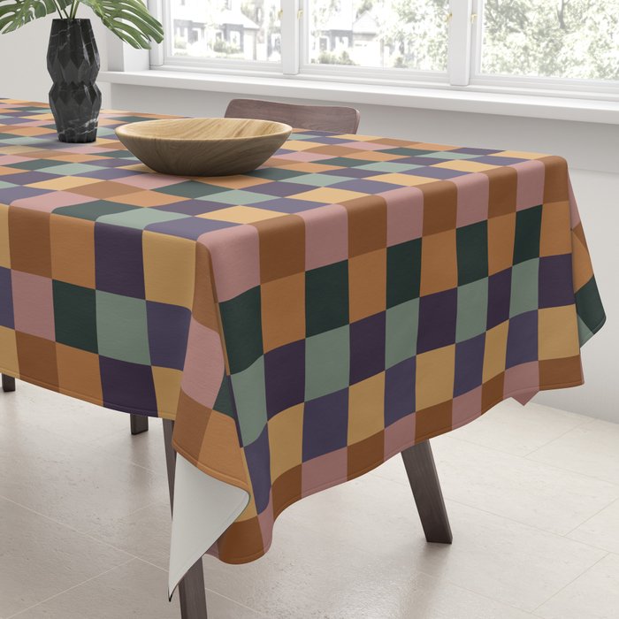 Checkered Multicolor Pattern XII Retro Tablecloth Gallery Image 3