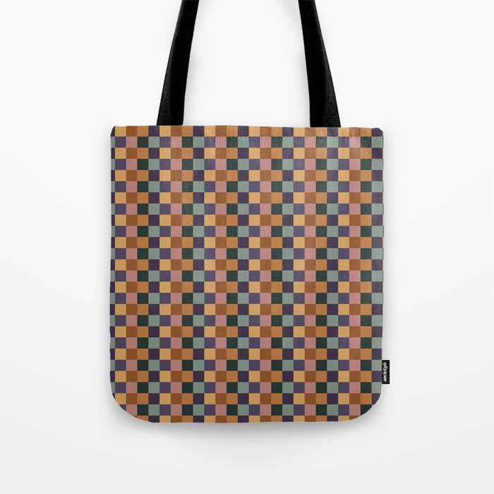 Checkered Multicolor Pattern XII Retro Tote Bag Gallery Image 1