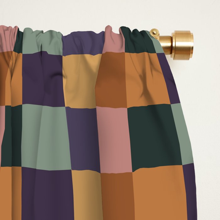 Checkered Multicolor Pattern XII Retro Window Curtain Gallery Image 2