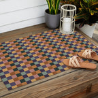 Checkered Multicolor Pattern XII Retro Outdoor Rug Gallery Image 2