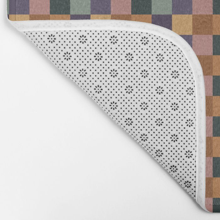Checkered Multicolor Pattern XII Retro Bath Mat Gallery Image 2