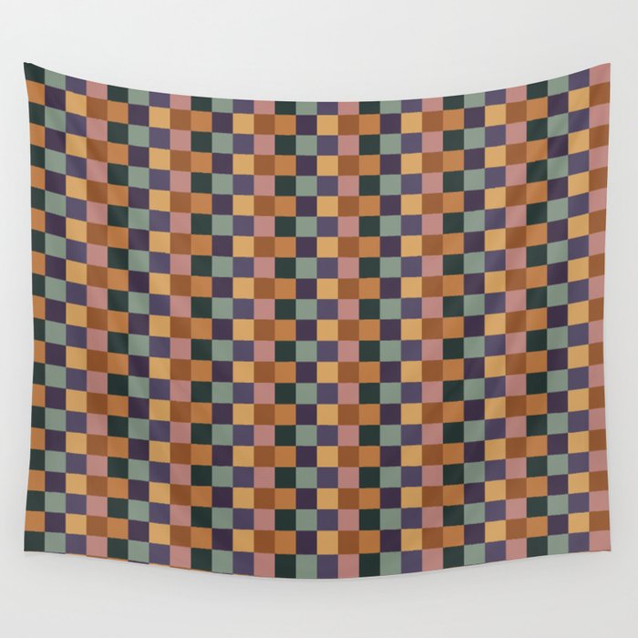Checkered Multicolor Pattern XII Retro Wall Tapestry Gallery Image 4