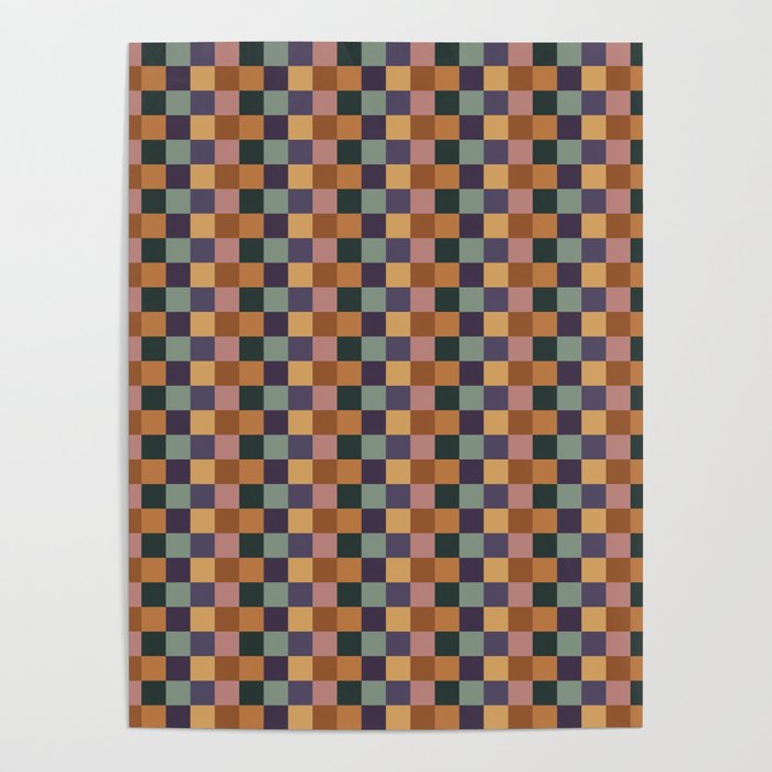 Checkered Multicolor Pattern XII Retro Poster Gallery Image 4
