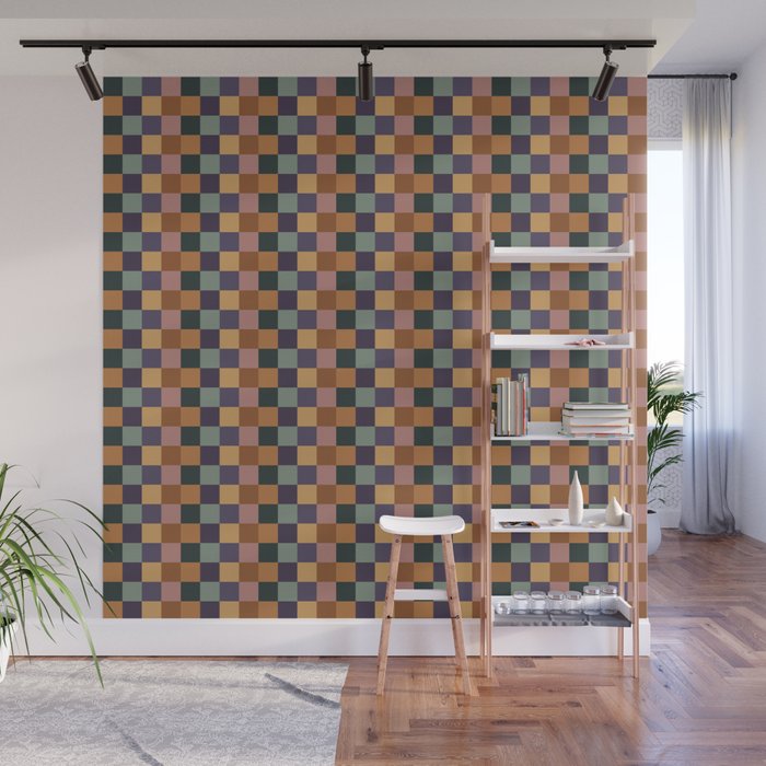 Checkered Multicolor Pattern XII Retro Wall Mural Gallery Image 1