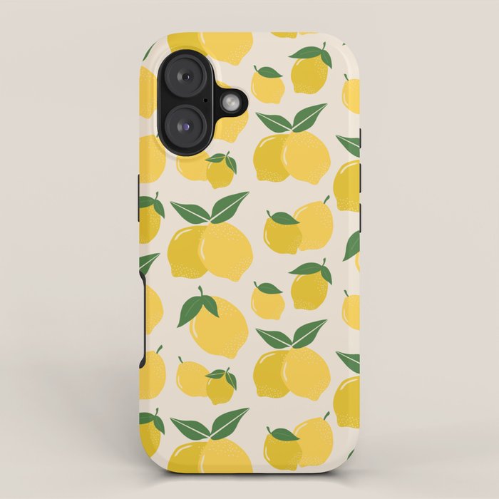 Les Citrons | 01 - Retro Lemon Print Abstract Lemons iPhone Case Gallery Image 1
