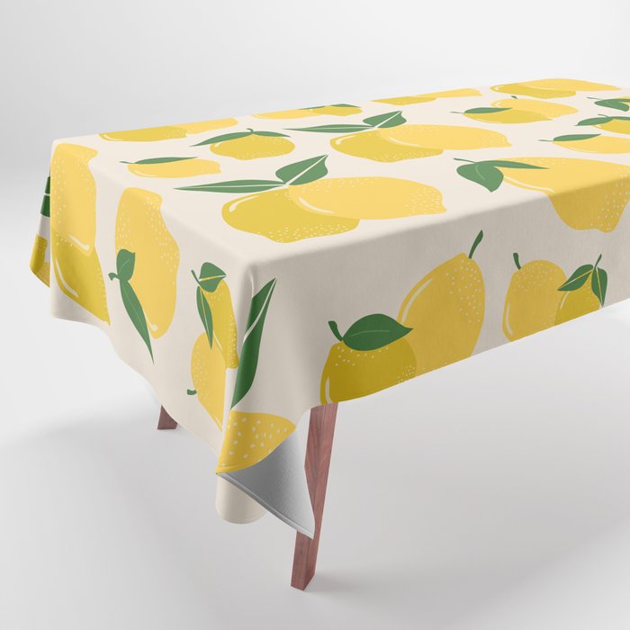 Les Citrons | 01 - Retro Lemon Print Abstract Lemons Tablecloth Gallery Image 1