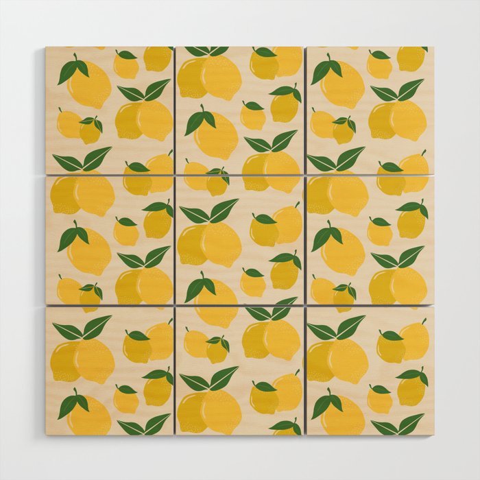 Les Citrons | 01 - Retro Lemon Print Abstract Lemons Wood Wall Art Gallery Image 1