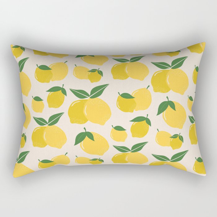 Les Citrons | 01 - Retro Lemon Print Abstract Lemons Rectangular Pillow Gallery Image 2