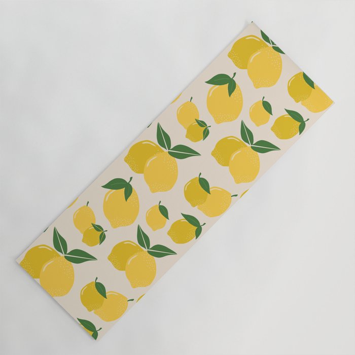 Les Citrons | 01 - Retro Lemon Print Abstract Lemons Yoga Mat Gallery Image 1