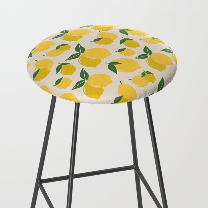 Les Citrons | 01 - Retro Lemon Print Abstract Lemons Stool Gallery Image 2