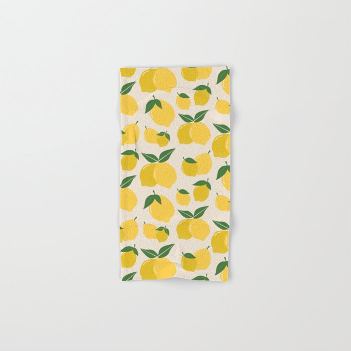 Les Citrons | 01 - Retro Lemon Print Abstract Lemons Bath Towel Gallery Image 1