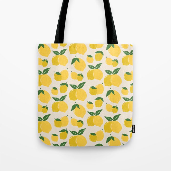 Les Citrons | 01 - Retro Lemon Print Abstract Lemons Tote Bag Gallery Image 1