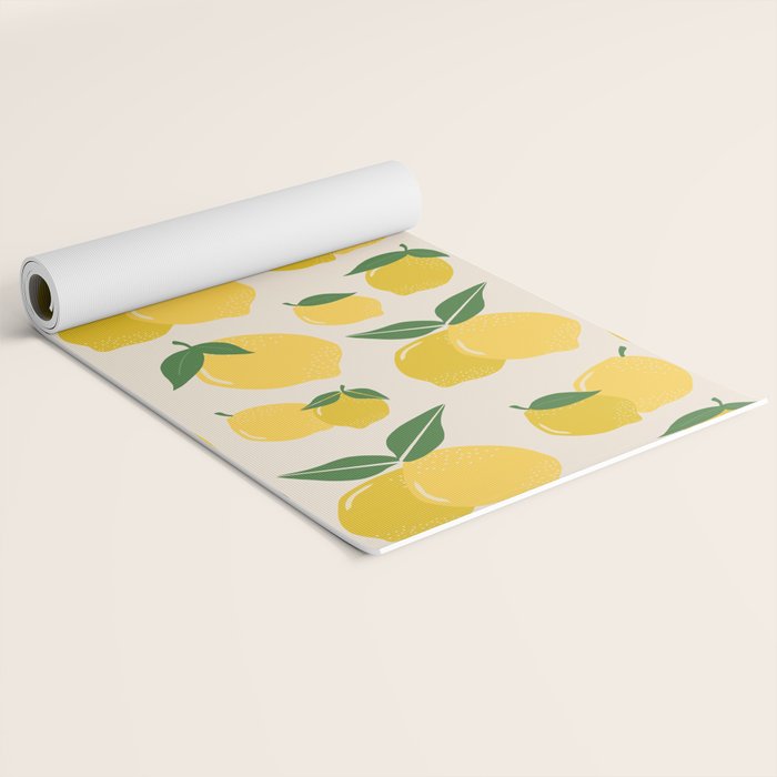 Les Citrons | 01 - Retro Lemon Print Abstract Lemons Yoga Mat Gallery Image 2