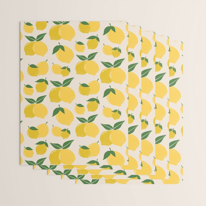 Les Citrons | 01 - Retro Lemon Print Abstract Lemons Wrapping Paper Gallery Image 3