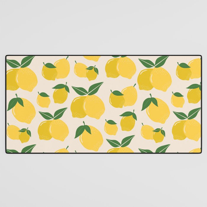 Les Citrons | 01 - Retro Lemon Print Abstract Lemons Desk Mat Gallery Image 3