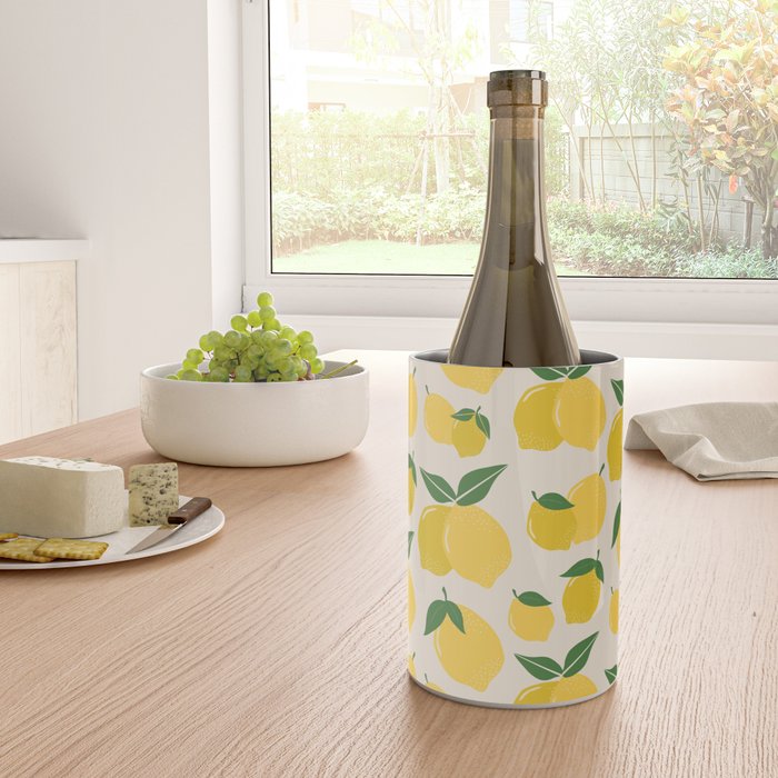 Les Citrons | 01 - Retro Lemon Print Abstract Lemons Wine Chiller Gallery Image 4