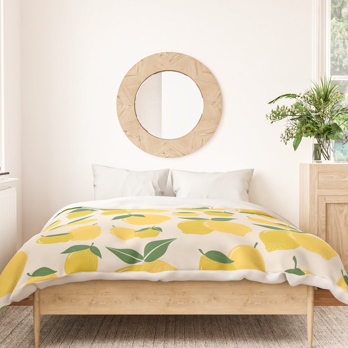 Les Citrons | 01 - Retro Lemon Print Abstract Lemons Duvet Cover Gallery Image 3