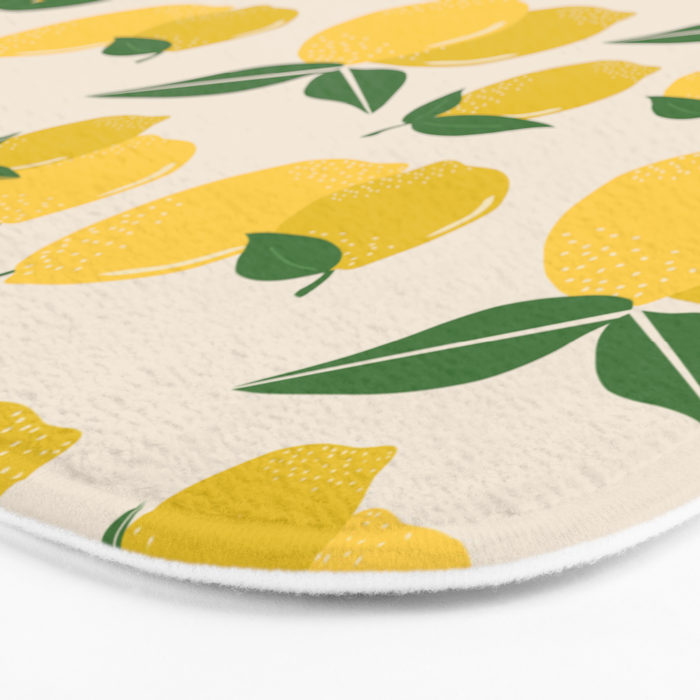 Les Citrons | 01 - Retro Lemon Print Abstract Lemons Bath Mat Gallery Image 3