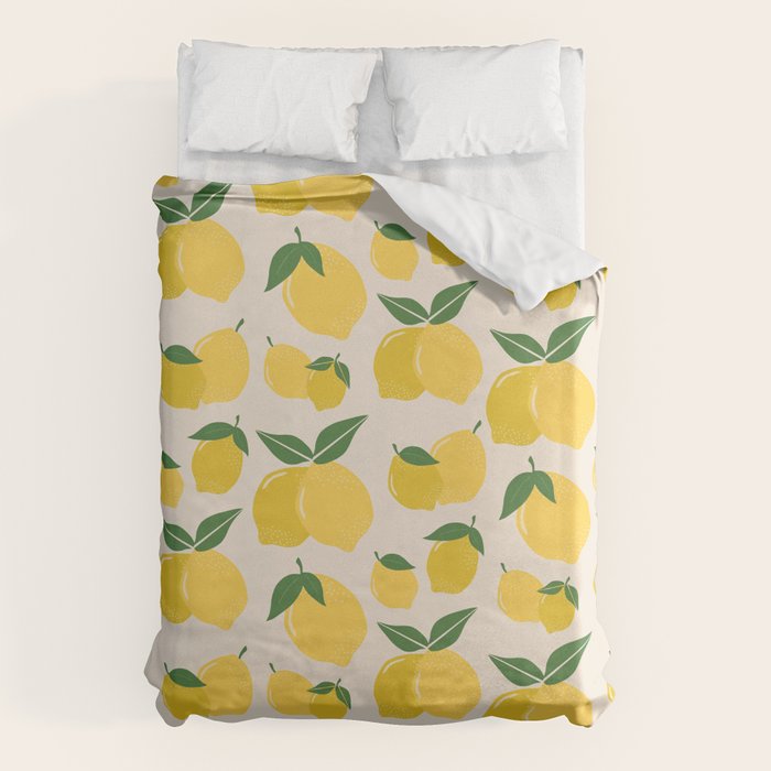 Les Citrons | 01 - Retro Lemon Print Abstract Lemons Duvet Cover Gallery Image 6