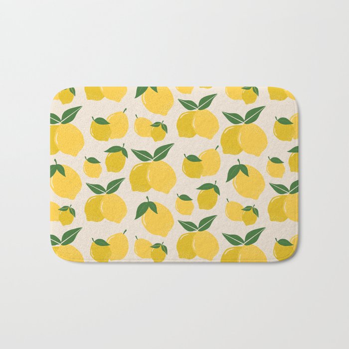 Les Citrons | 01 - Retro Lemon Print Abstract Lemons Bath Mat Gallery Image 1