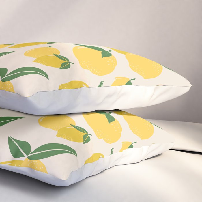 Les Citrons | 01 - Retro Lemon Print Abstract Lemons Pillow Sham Gallery Image 3