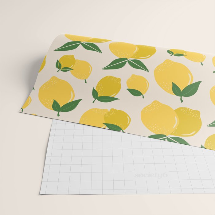 Les Citrons | 01 - Retro Lemon Print Abstract Lemons Wrapping Paper Gallery Image 2