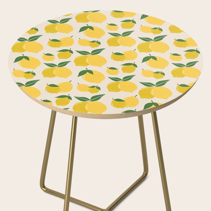 Les Citrons | 01 - Retro Lemon Print Abstract Lemons Side Table Gallery Image 2