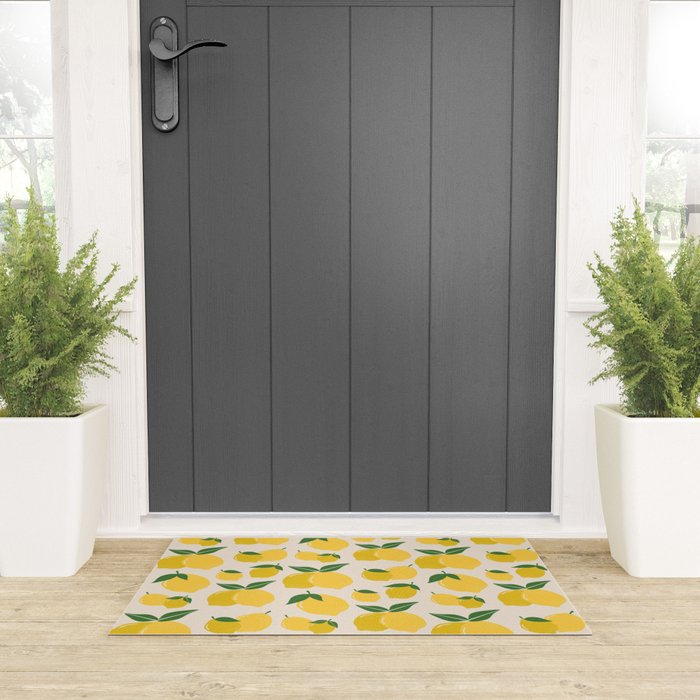 Les Citrons | 01 - Retro Lemon Print Abstract Lemons Welcome Mat Gallery Image 3