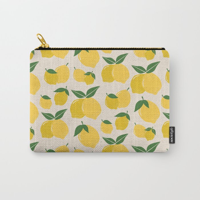 Les Citrons | 01 - Retro Lemon Print Abstract Lemons Carry All Pouch Gallery Image 1