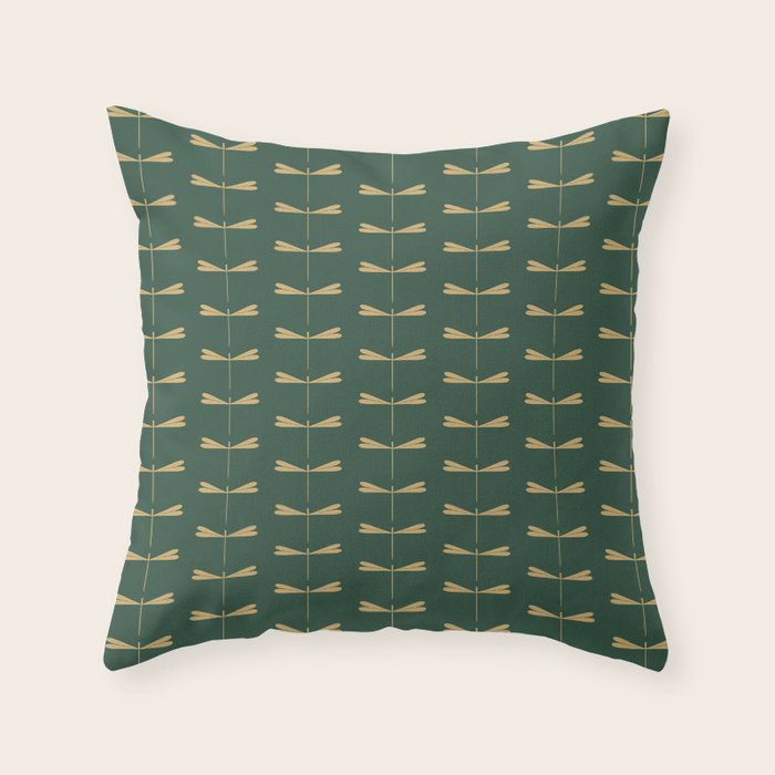 Dragonfly Pattern XVII Kelly Green Throw Pillow Gallery Image 6