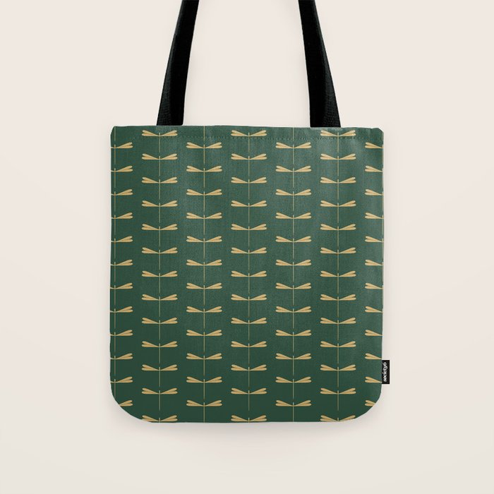 Dragonfly Pattern XVII Kelly Green Tote Bag Gallery Image 1