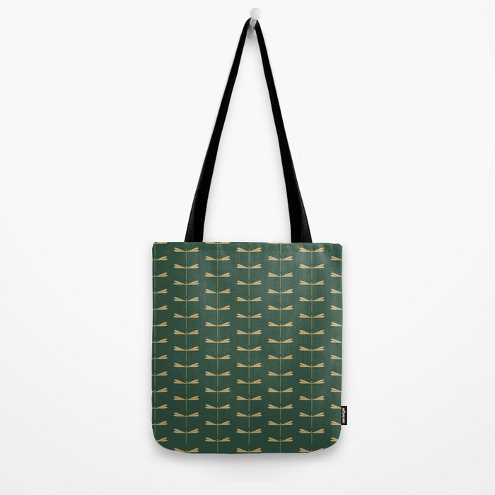 Dragonfly Pattern XVII Kelly Green Tote Bag Gallery Image 2