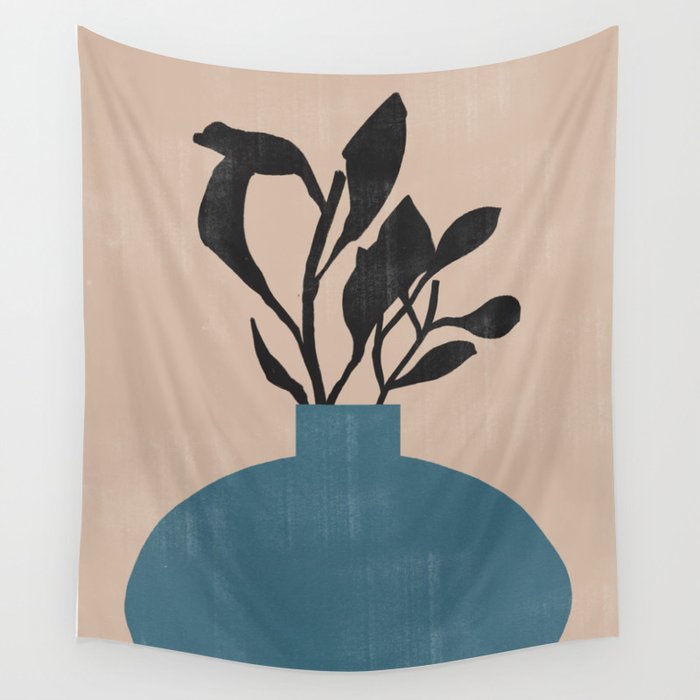 Modern Vase with Plants No.7 Wall Tapestry Gallery Image 1