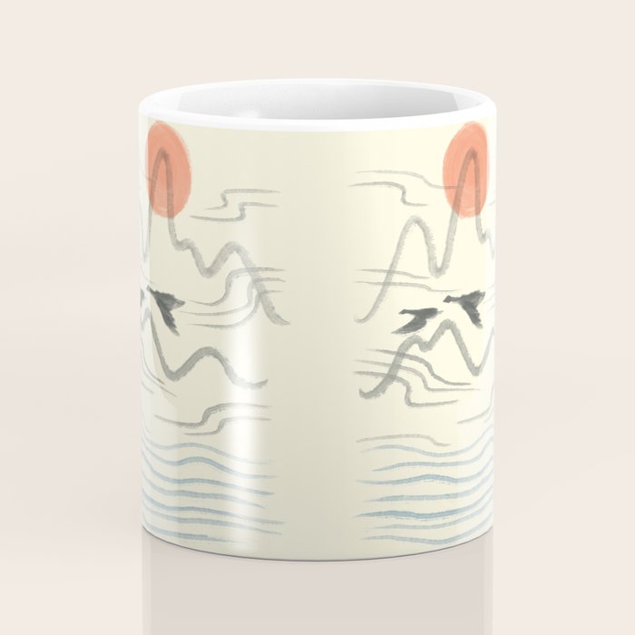 Watercolor 9 Abstraction minimal landscape lover bird Coffee Mug Gallery Image 4