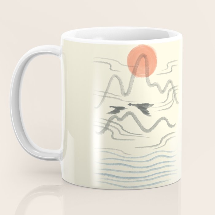 Watercolor 9 Abstraction minimal landscape lover bird Coffee Mug Gallery Image 3