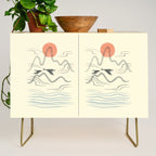 Watercolor 9 Abstraction minimal landscape lover bird Credenza Gallery Image 1