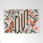 Oui Butterflies - Coral & Green Welcome Mat Gallery Image 1