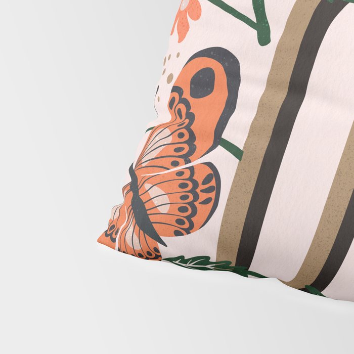 Oui Butterflies - Coral & Green Pillow Sham Gallery Image 4
