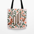 Oui Butterflies - Coral & Green Tote Bag Gallery Image 1