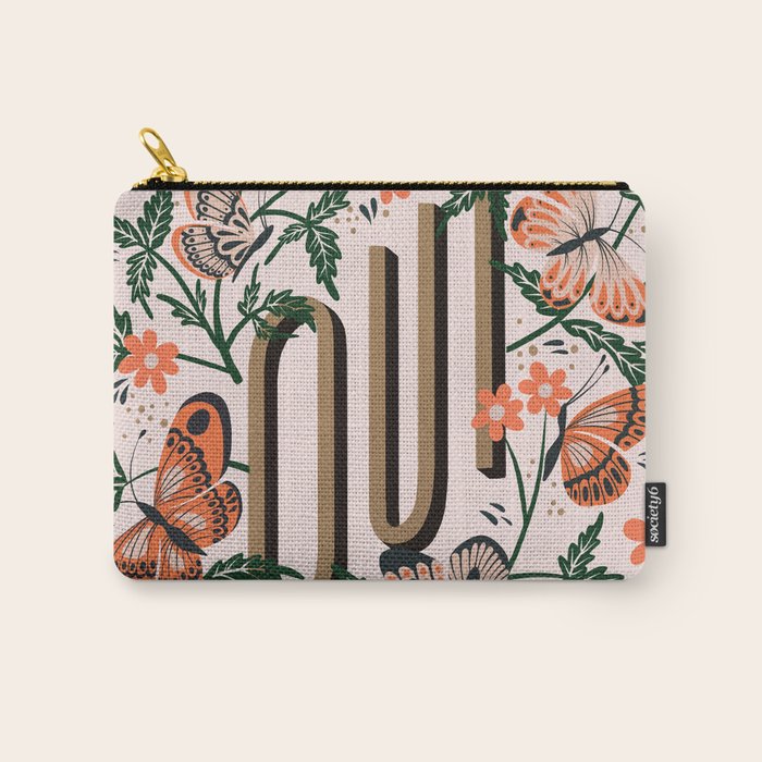 Oui Butterflies - Coral & Green Carry All Pouch Gallery Image 1