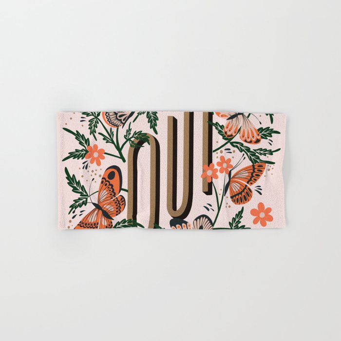 Oui Butterflies - Coral & Green Bath Towel Gallery Image 1