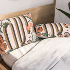 Oui Butterflies - Coral & Green Pillow Sham Gallery Image 2