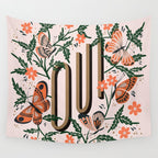 Oui Butterflies - Coral & Green Wall Tapestry Gallery Image 4