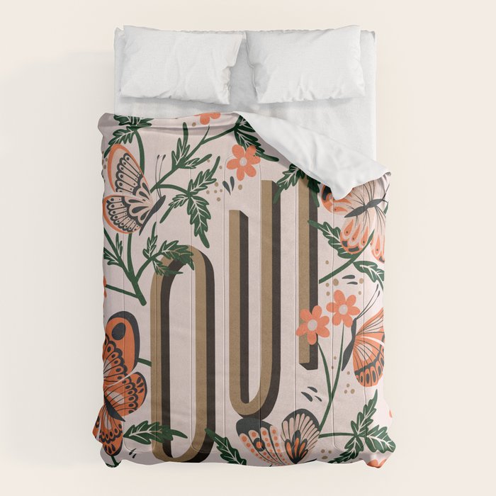 Oui Butterflies - Coral & Green Comforter Gallery Image 6