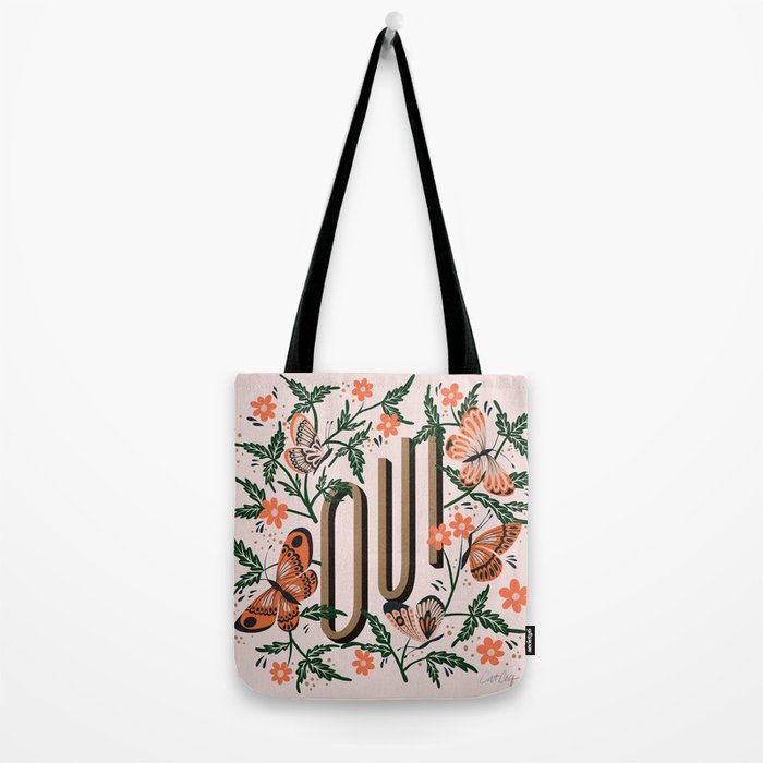 Oui Butterflies - Coral & Green Tote Bag Gallery Image 2