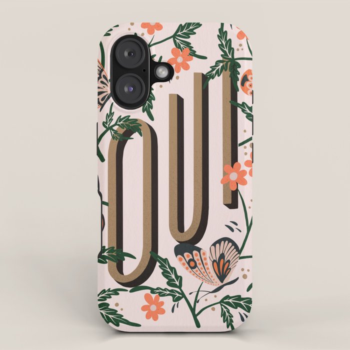 Oui Butterflies - Coral & Green iPhone Case Gallery Image 1