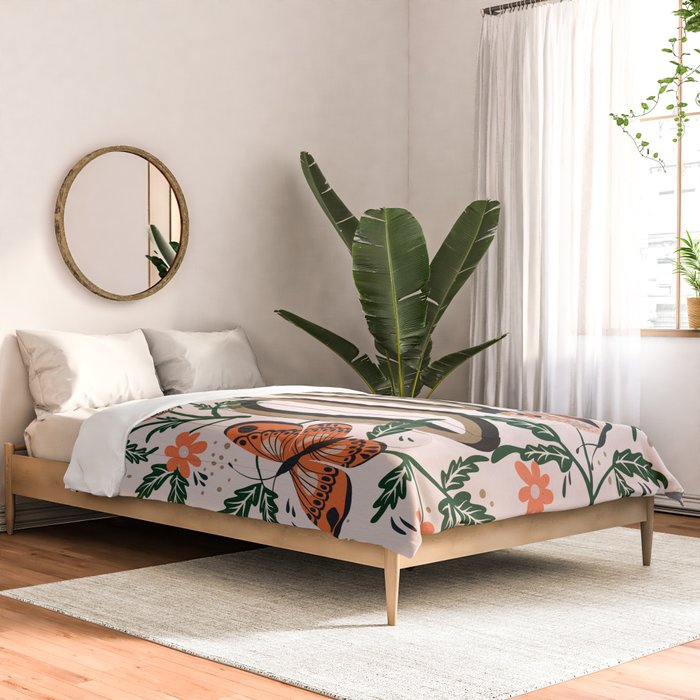 Oui Butterflies - Coral & Green Comforter Gallery Image 2